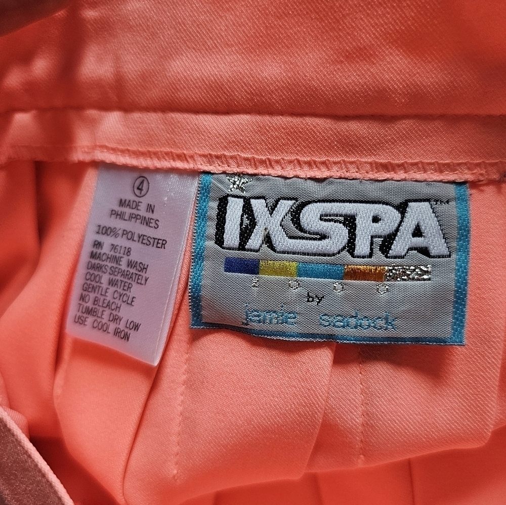 🎾 Vintage IXSPA Jamie Sadock peach neon pleated tennis mini skirt Size 4 - Picture 5 of 11